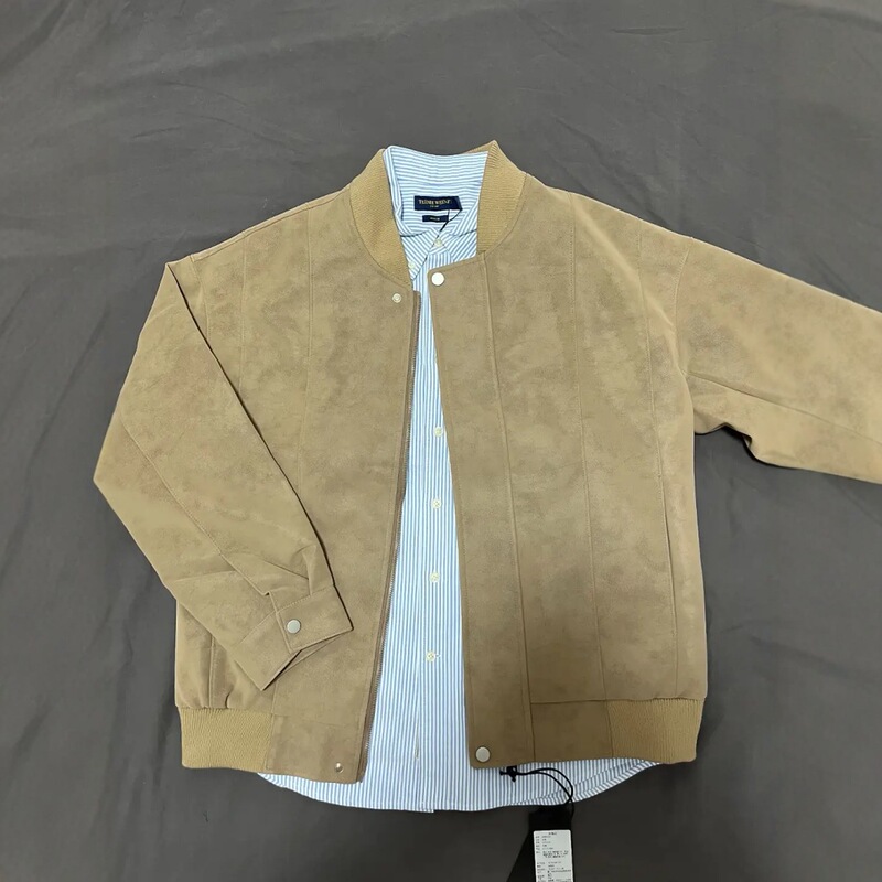 2025 Spring and Autumn American Baseball Uniform Jacket Retro Suede Flight Jacket Men's Windproof Loose and High-End