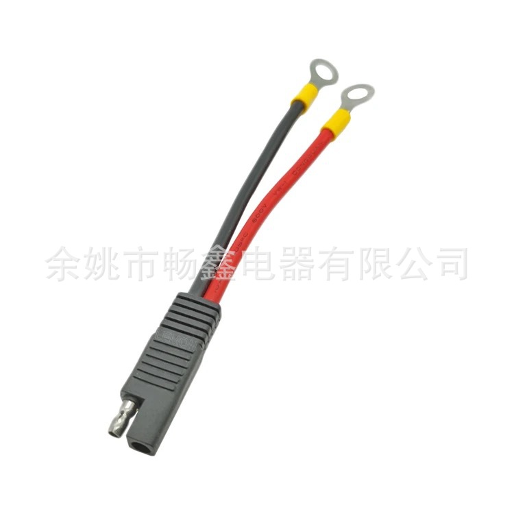 厂家供应 红黑线带O 型端子 SAE 连接器 插头电池充电电缆