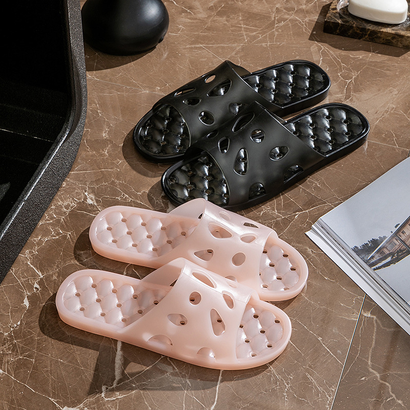 Non-slip bathroom slippers for men and women summer home indoor massage bottom mute hollow toilet leaky bath sandals