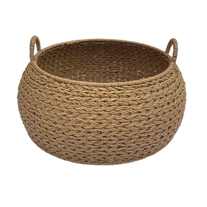 Cuerda de papel tejida cesta de almacenamiento cesta de organización escritorio mesa de café ropa juguete merienda pastoral cesta de almacenamiento caja de almacenamiento