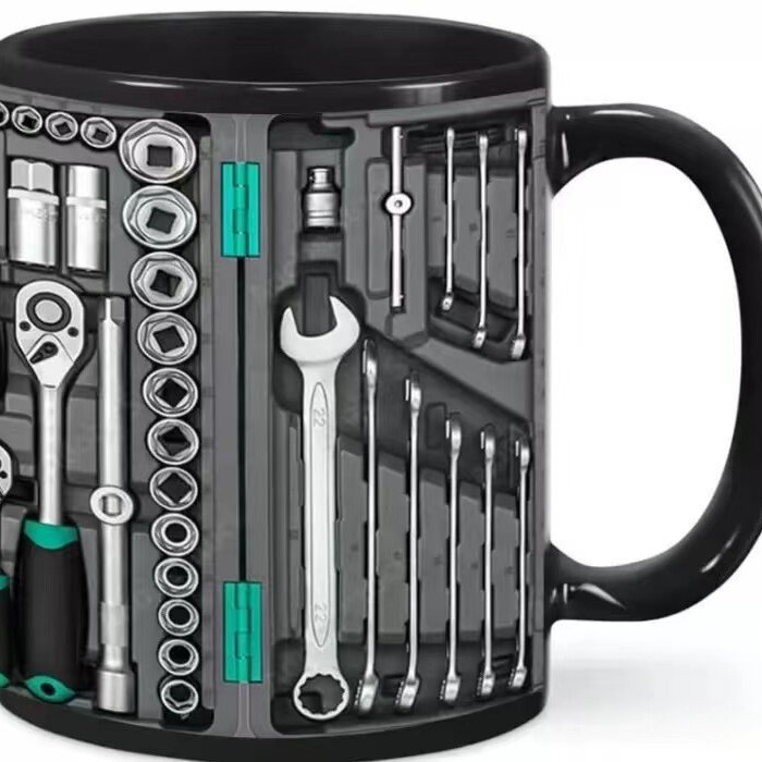 Nueva caja de herramientas de cerámica marca de café taza mecánico caja de herramientas conjunto regalo de cumpleaños para amigos