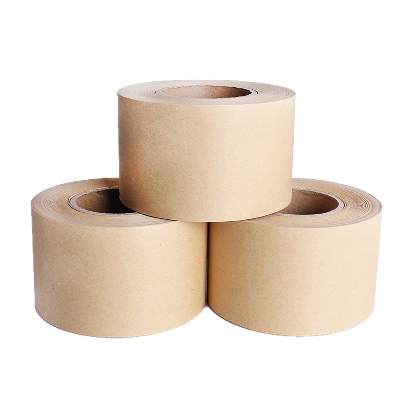 Cinta de papel Kraft a base de agua de alta temperatura para la caja de sellado de arte Cinta de papel Kraft de agua húmeda de nueve Anillos que monta la cinta soluble en agua