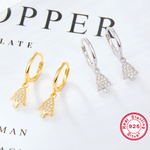 925纯银耳环时尚百搭耳圈圣诞树镶钻耳环女跨境新品饰品批发