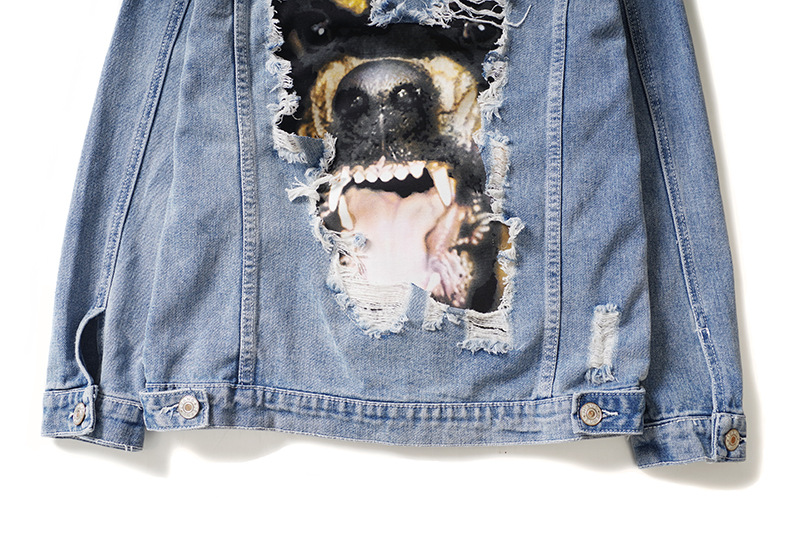 Men's Denim Jacket High Street Trendy Loose Fit Printed Patch_voghion.com