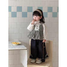 婴儿衣服女童春装韩版格子套装婴幼儿女宝宝新款春秋款童装三件套