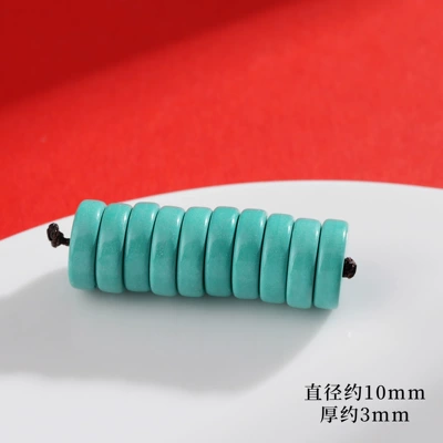 Turquoise Loose Beads, Spacer, Zərgərlik ara hissələri - high-porcelain-green-straight-cut-spacers-about-10mm-pack-of-10-pieces