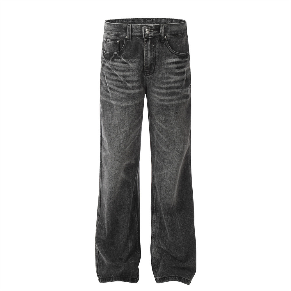 ​​"Herren Vintage Schlagjeans - Punk Style Distressed Denim Weite Beinhose für Casual & Hippie Fashion (Blau/Schwarz, S-XXL)"​​_voghion.com