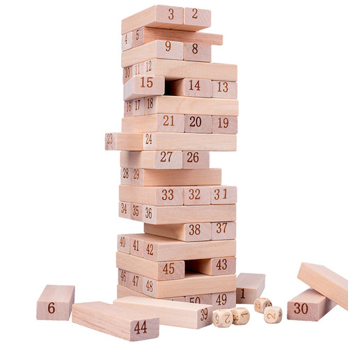 Children's puzzle stacks, balanced stacks, high-drawing building blocks, stacked wooden strips, wooden board game toys