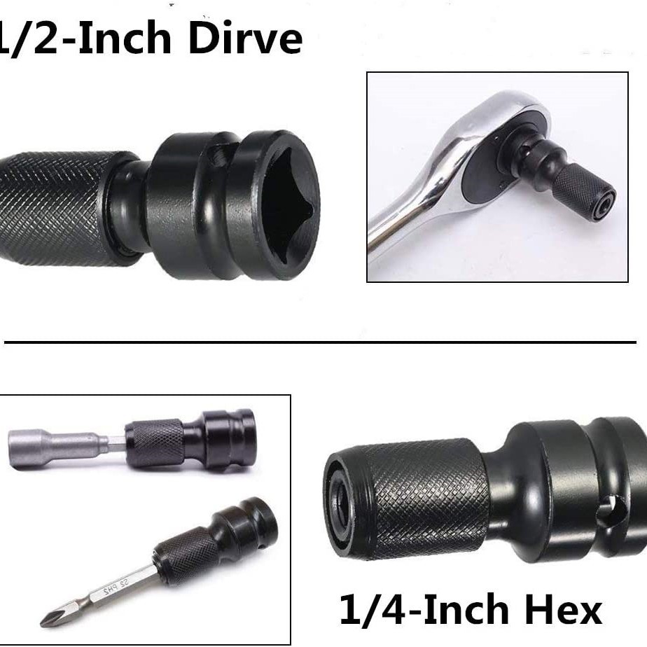 1/2 mango cuadrado giro 1/4 mango hexagonal llave eléctrica conversión conjunta llave eléctrica cabeza de conversión manga telescópica