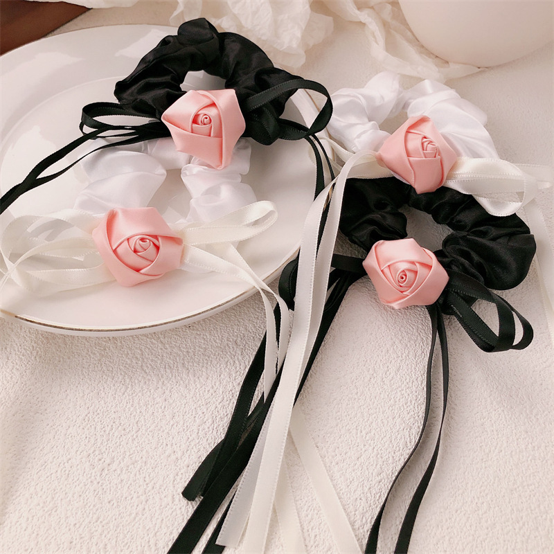 Dulce estilo retro arco de arco de cinta anillo de cabello atmósfera romántica cuerda de cabello adornamiento de cabello de cabello de cabello de cola de caballo de estilo universal