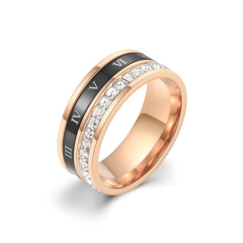 Fashionable temperament ins titanium steel diamond ring rotatable micro-paved zircon ring ring internet celebrity trendy couple ring