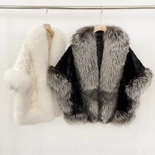贵气狐狸毛斗篷25冬新款皮草外套女短款进口保暖水貂拼貂披肩貂皮