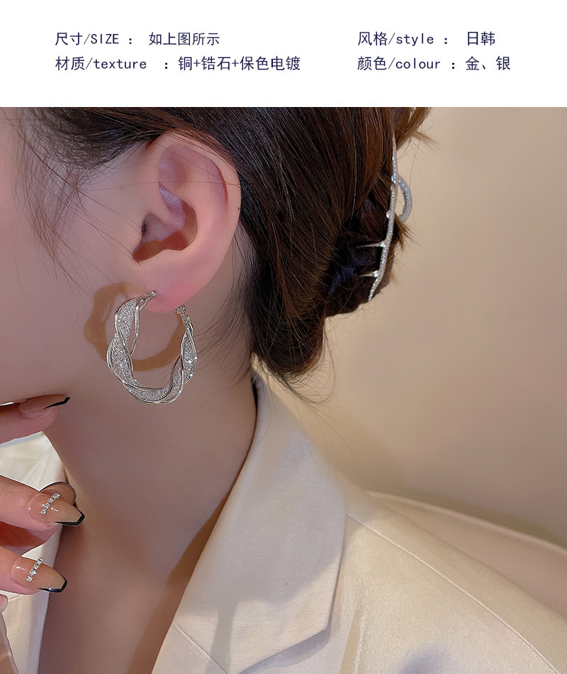 Simple Style Geometric Copper Plating Zircon Earrings 1 Pair