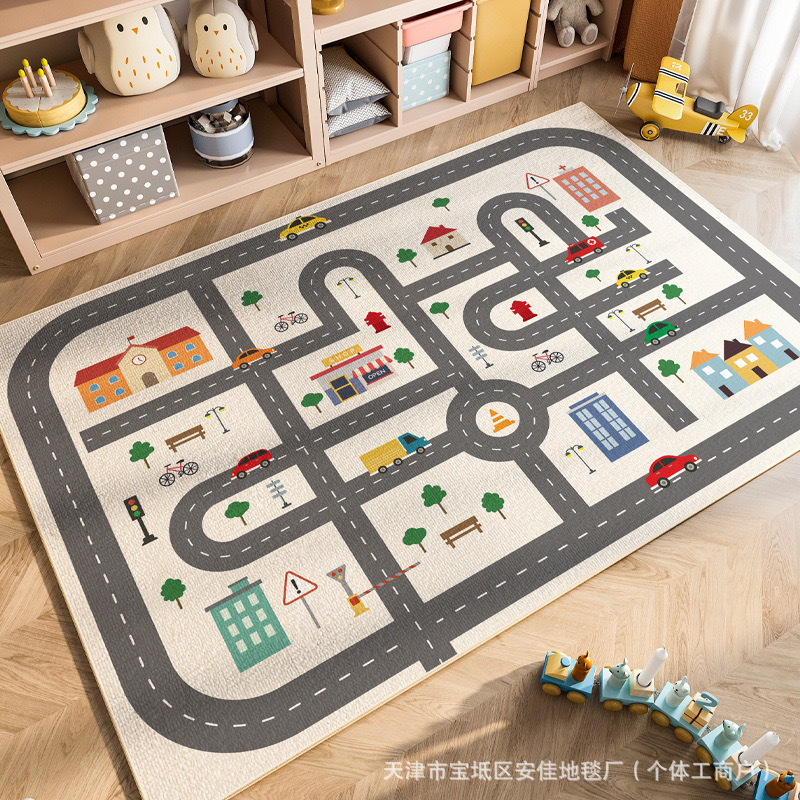 クロスボーダー子供用カーペットクリスタルベルベット駐車場クライミングマットゲーム交通道路フロアマット早期教育幼稚園カーペット|undefined