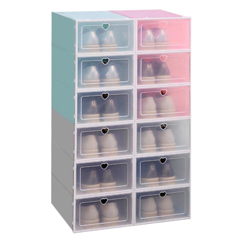 Caja de zapatos transparente engrosada para hombres y mujeres para el hogar caja de zapatos de plástico artefacto de almacenamiento de zapatos simple gabinete de zapatos multicapa conjunto de estante de zapatos