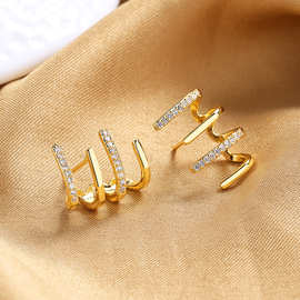 简约网红气质耳排耳骨钉女小众设计感潮流四爪耳钉高级感耳饰批发