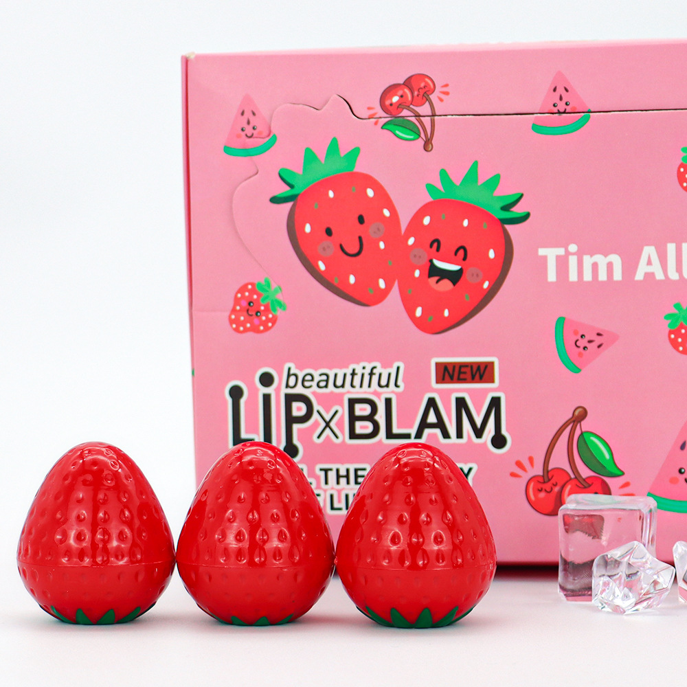 The new cross-border strawberry cute lip balm provides long-lasting moisture and helps to reduce lip lines. It is a lip base lip balm that makes your lips plump undefined