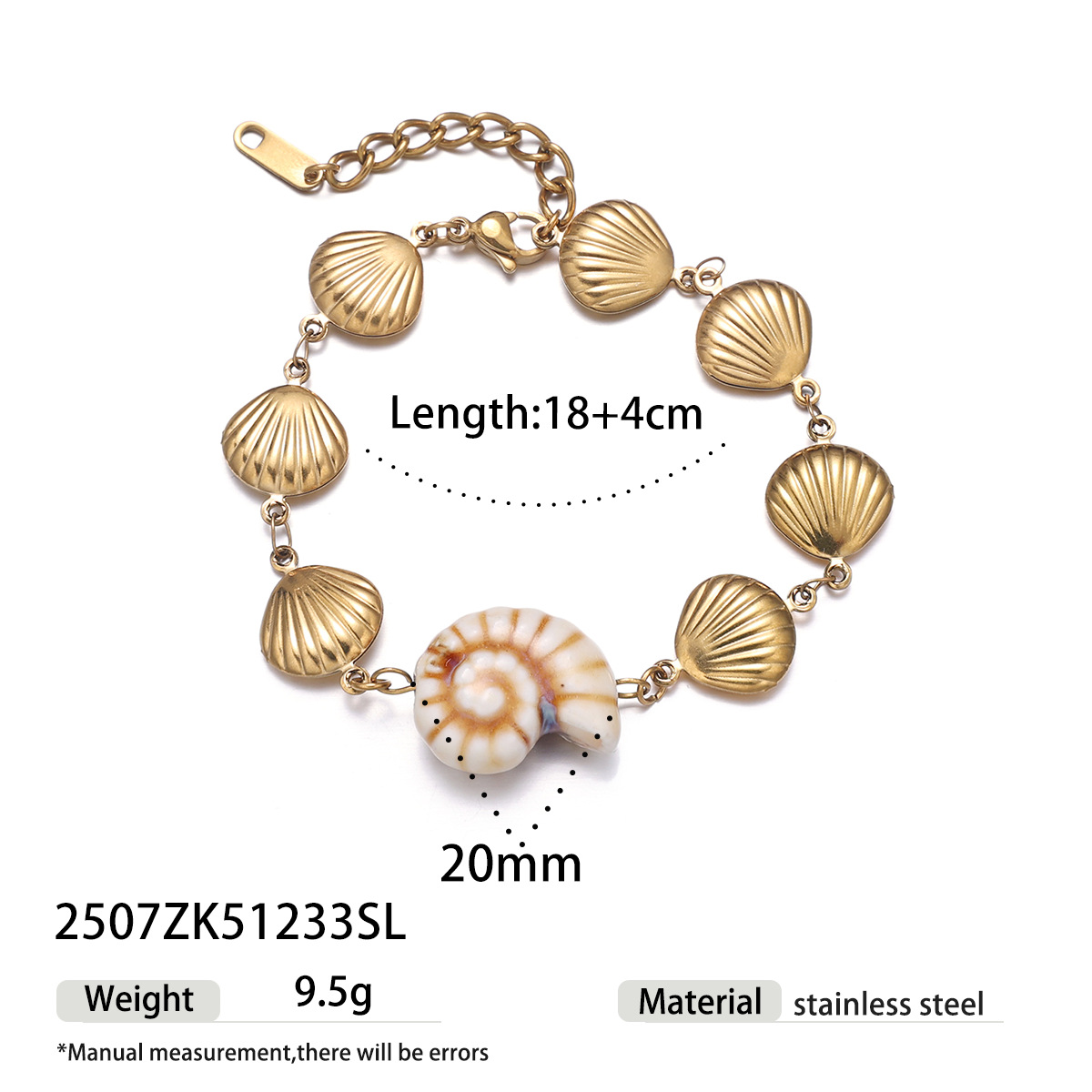 Tina Europa y los Estados Unidos venta transfronteriza pulsera de acero inoxidable ligera lujosa pulsera de estrellas de mar de alta calidad conchas marinas mujeres no desvanecen