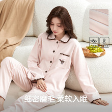 100%纯棉梭织磨毛秋季睡衣女秋冬季保暖女士长袖家居服居家套装