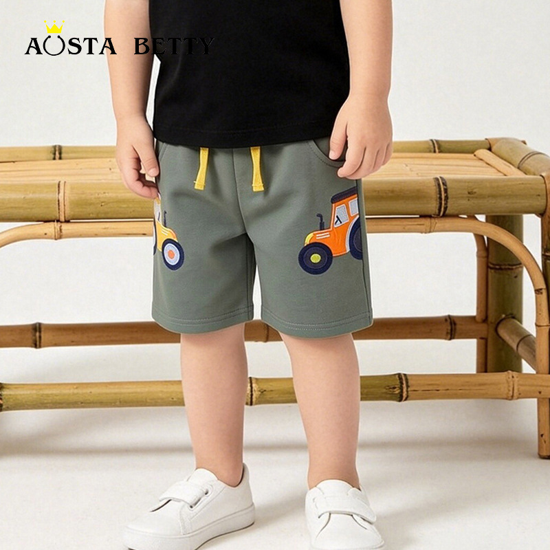 European and American style boys' shorts, new summer arrivals, cartoon car embroidered children's sports pants, cross-border wholesale children's pants