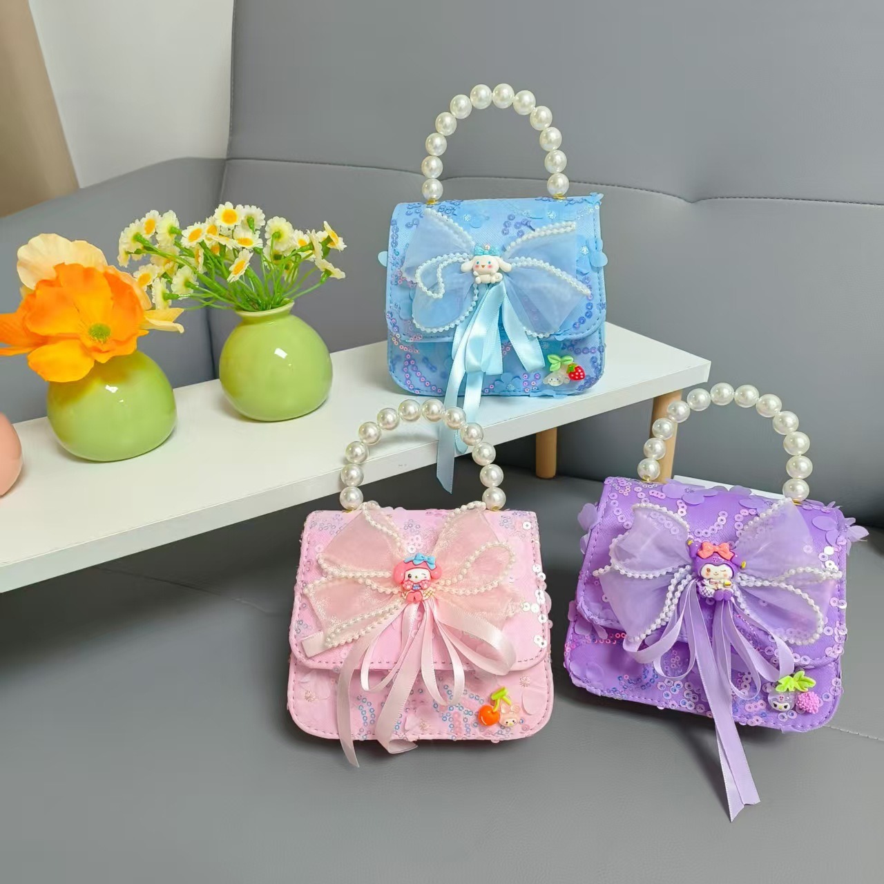 Bolso de perlas para niños arco de mariposa Melody Tiku bolso de cadena de Año Nuevo para niñas accesorios de billetera de Año Nuevo