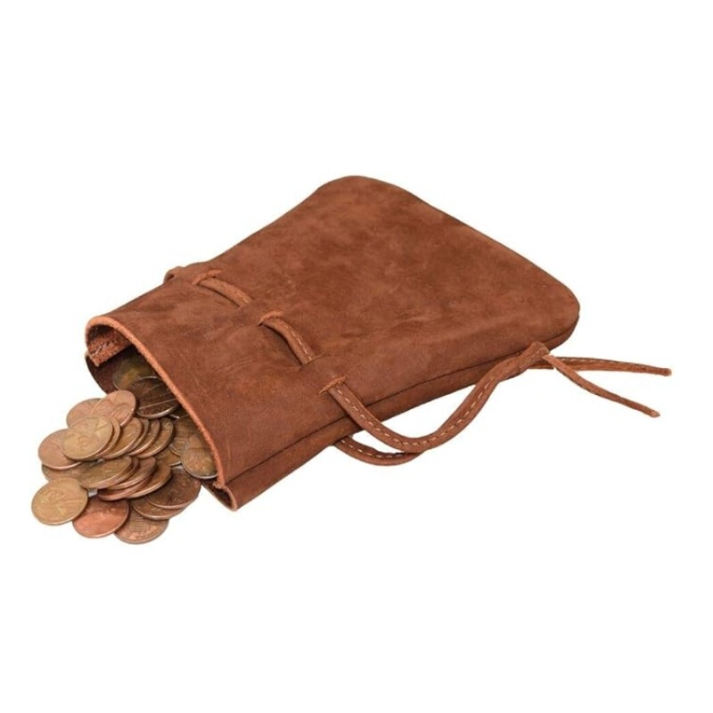 European and American Christmas Drawstring Corset Coin Purse Full Grain Leather Suede Coin Storage Bag Small Gift Bag