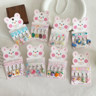 Children's Cute Jewelry Baby Cartoon Pearl Bracelet Little Girl Birthday Gift Combination suit