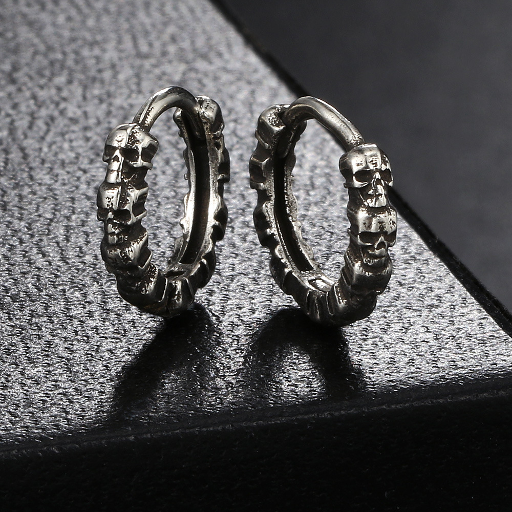 Halloween Festival 1 Pair Halloween Punk Skull Distressed Plating Copper White Gold Plated Gold Plated Black Gold Plated Earrings
