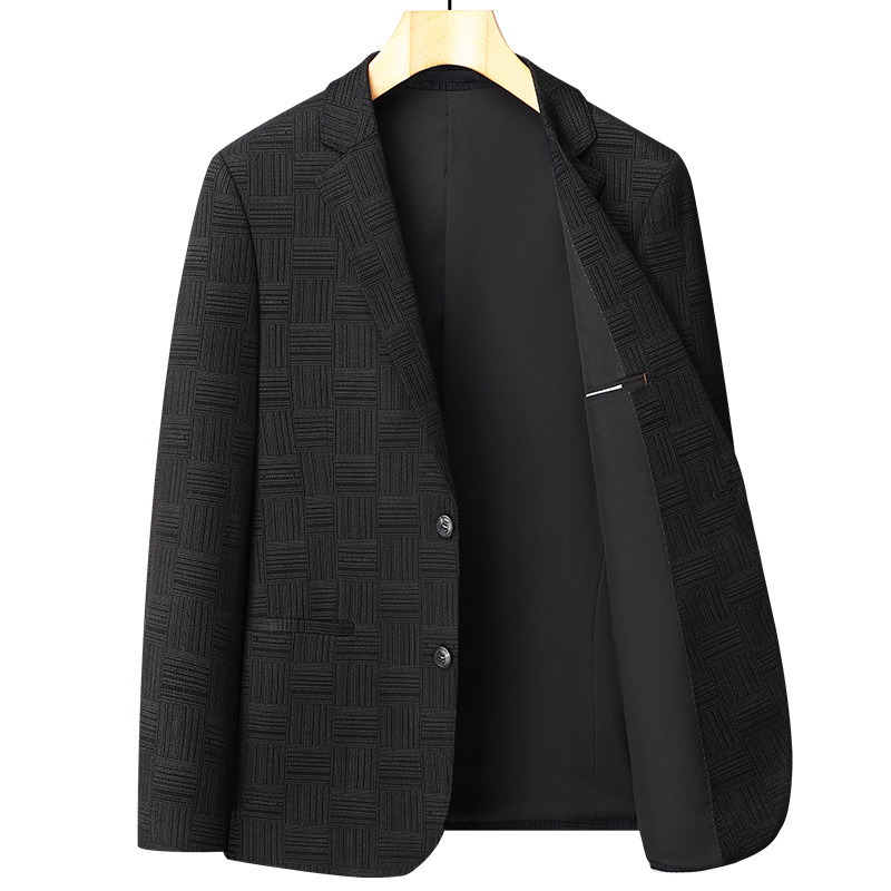 Abbigliamento maschile Lasbot autunno e inverno nylon stretch completo per uomo giovane stiratura gratuita plaid completo slim fit trendy casual singolo completo_voghion.com