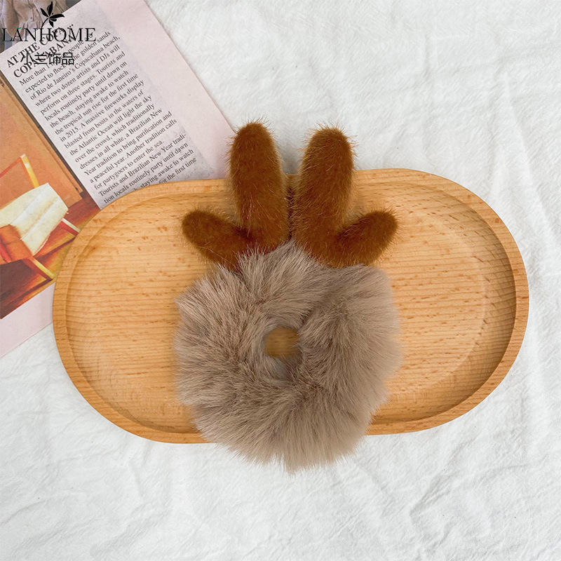 Cartoon Style Antlers Plush Hair Tie 1 Piece display picture 2