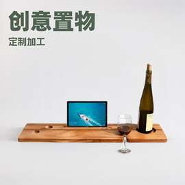 创意木制浴缸托盘卫生间多功能置物盘酒瓶支架平板架实木浴池架