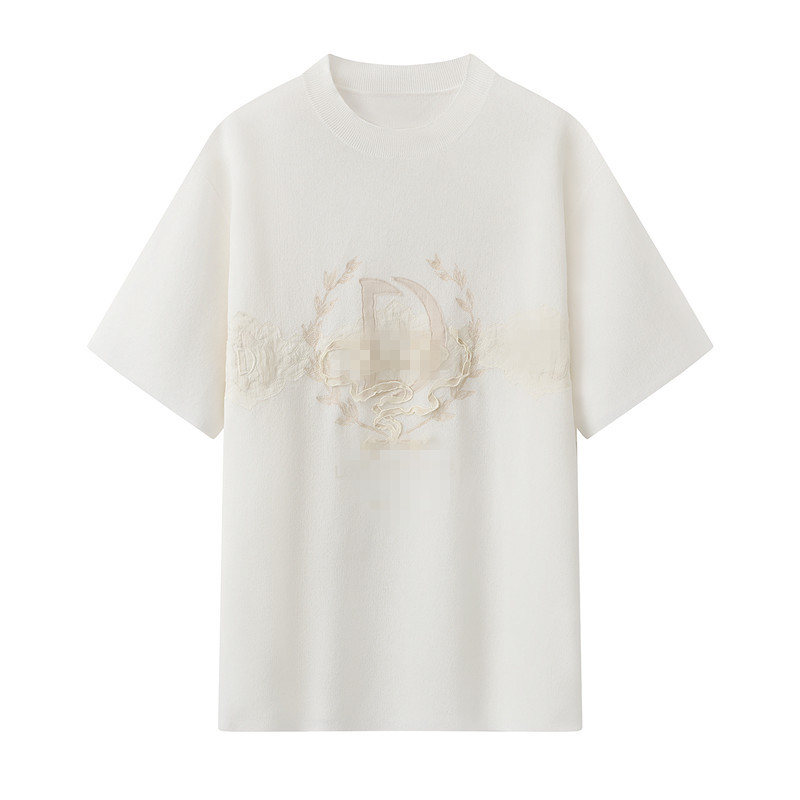 在庫あり 2025夏新作 パッチレター刺繍セーター 半袖Tシャツ 2J2E358