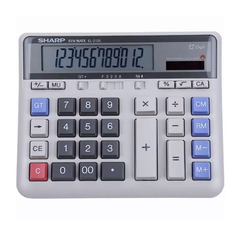 Калькулятор для банков/бухгалтерии Sharp (SHARP) EL-2135, клавиши «компьютерные», серый