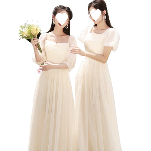 Bridesmaid dress new champagne satin dress with a sense of elegance, niche fairy-like autumn sister group dress for women