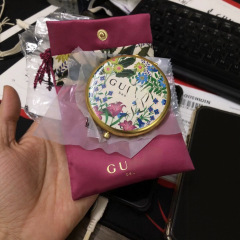 G家新款金色老花高档礼品化妆镜补妆折叠随身小圆镜轻奢女化妆镜