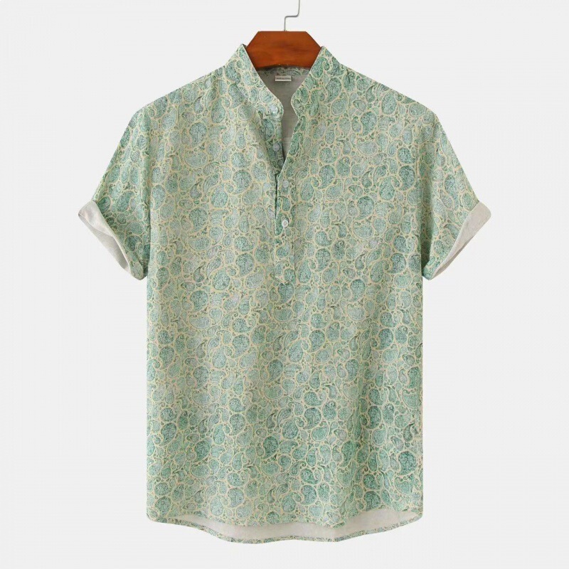 European and American Size Floral Short-Sleeved Shirts, Cross-Border Printed Shirts, Men's Summer Camouflage Shirts, New Summer Beach Styles, Foreign Trade Ready Stock