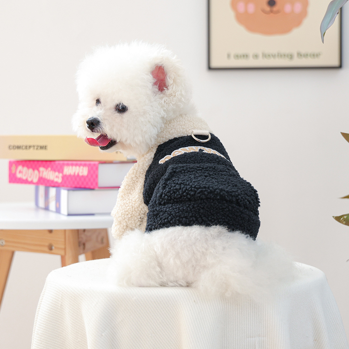 Ropa de mascotas otoño e invierno nuevo cálido forro de lana estilo coreano suéter cálido color frío-resistente Cordero polar tracción suéter
