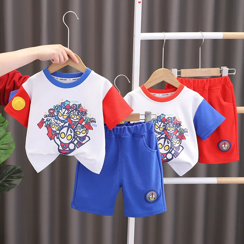 Children's cartoon summer clothing, sleeves, summer set for boys, with short sleeve, western style