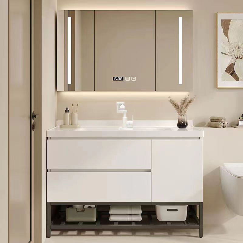 Ceramic Integrated Basin Bathroom Cabinet Combination New Bathroom Modern Simple Washbasin Cabinet Washbasin Bathroom Set