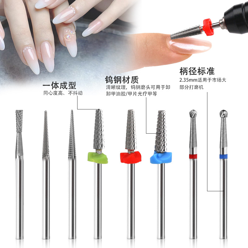 punta de molienda de tungsteno de alta gama punta de perforación de carburo cementado cinco en uno dientes cruzados rápidos de descarga de uñas de molienda de uñas pasos sin temblor