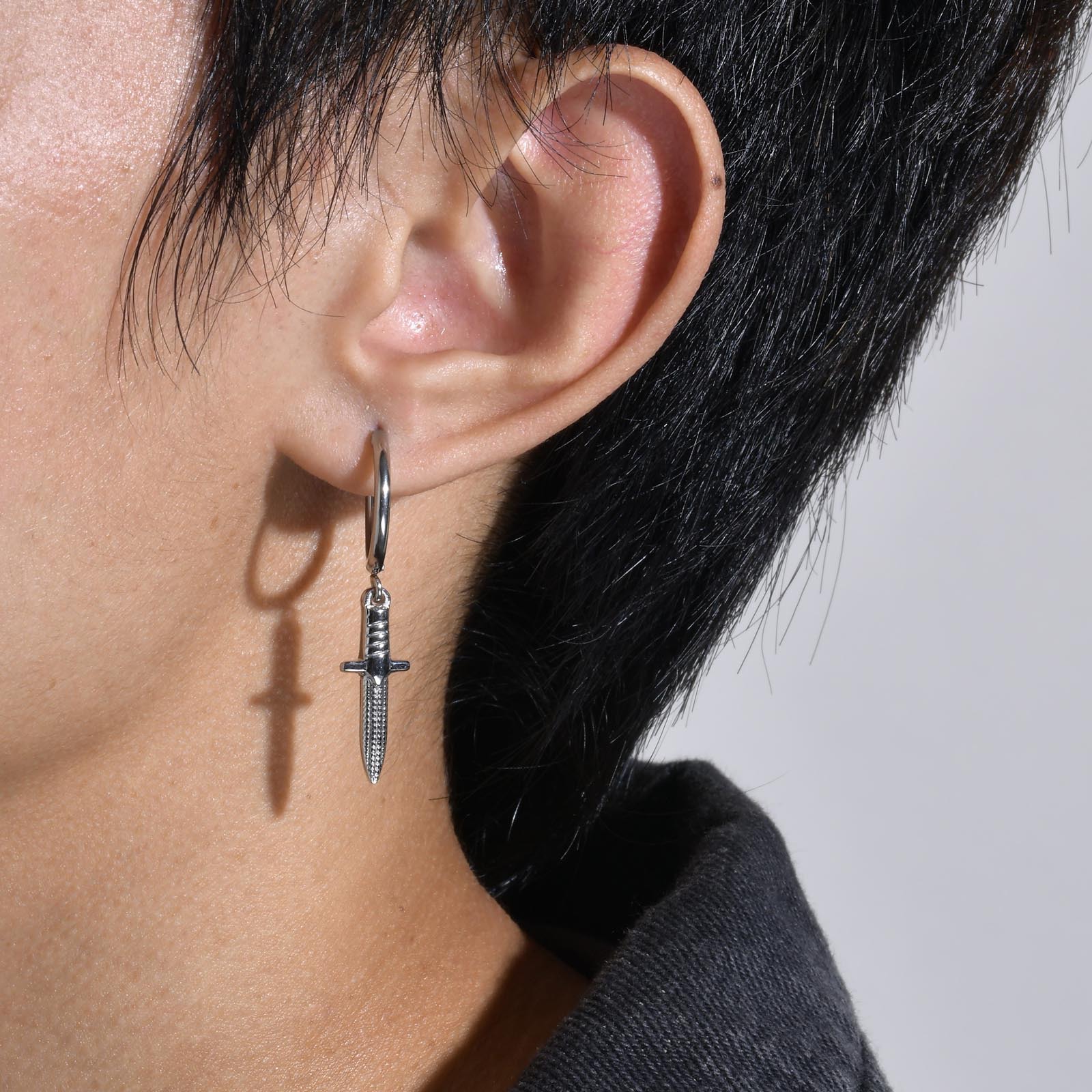 Casual, Street Occasion 201 Stainless Steel Material Dagger Pattern Hip-hop Dagger Stainless Steel Earrings 1 Piece