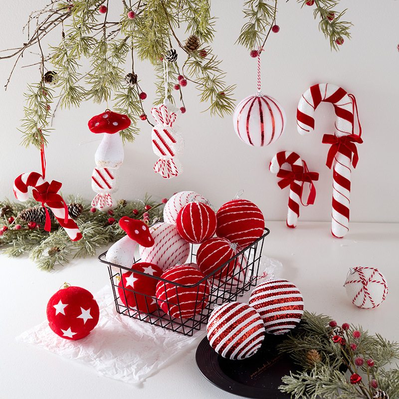 Nuevo magenta transfronterizo decoraciones de Navidad bola de Navidad muletas extrañas muletas decoraciones de árbol de Navidad