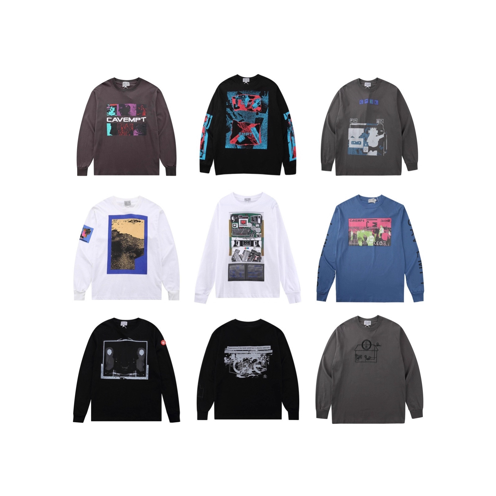Japanese Retro Trendy Brand Life Cavempt Long-Sleeve T-Shirt Ins Unisex Ce Thin Sweatshirt Autumn and Winter Base Shirt