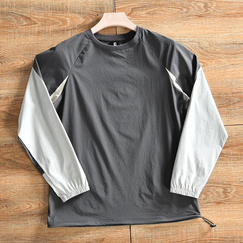 Men's Clothing mountain casual autumn new men's outdoor sports high end color matching quick drying stretch long sleeved T shirt_voghion.com