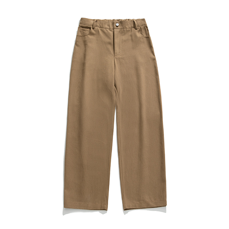 Pantalones casuales sueltos rectos de microperfil para hombre 2025 primavera nuevo estilo montaña pantalones retro de sarga de textura de algodón puro de todo fósforo