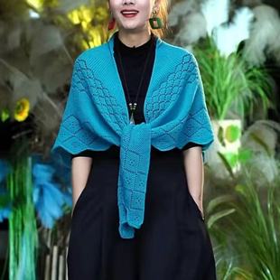 High-End Spring and Summer Fashionable Versatile Knitted Hollow Triangle Scarf Solid Color Sun Protection Shawl with Knitted Sweater Scarf