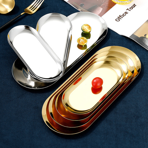 Nordic Instagram-style stainless steel plate jewelry cosmetic jewelry tray metal tray Korean BBQ plate wholesale