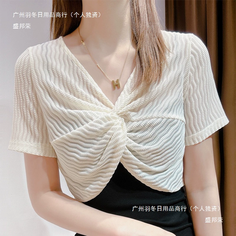 Маленькая шаль летняя наружная кардиган из тюля с короткими рукавами полуусеченные блузки летняя длинная юбка чувствует сетчатая рубашка с полой пряжей в Европе и Америке