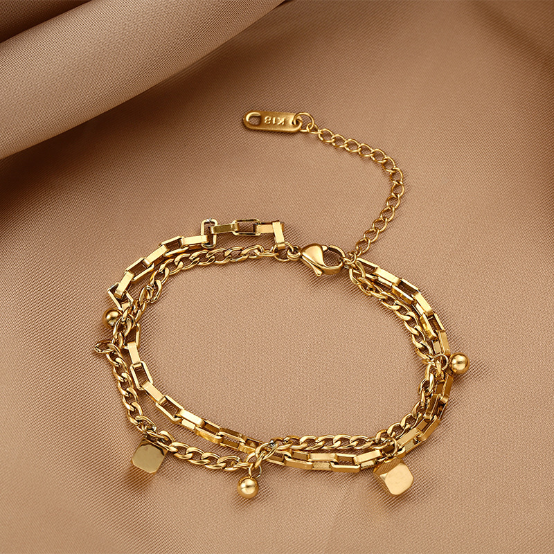 Bracelet stainless steel, accessory handmade, 750 sample gold, internet celebrity 4