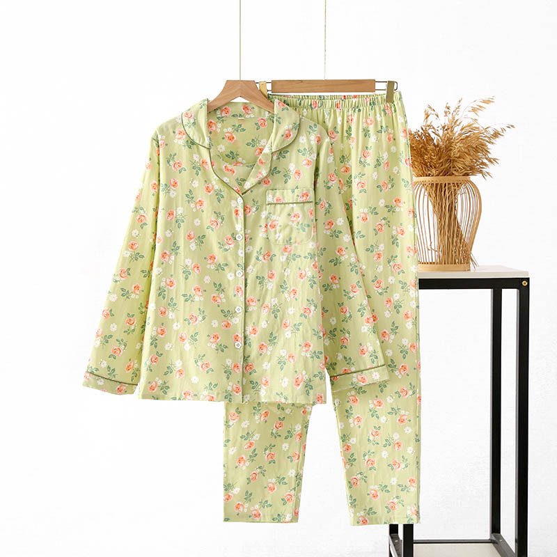 SXL緑野花々ガーゼパジャマカバー